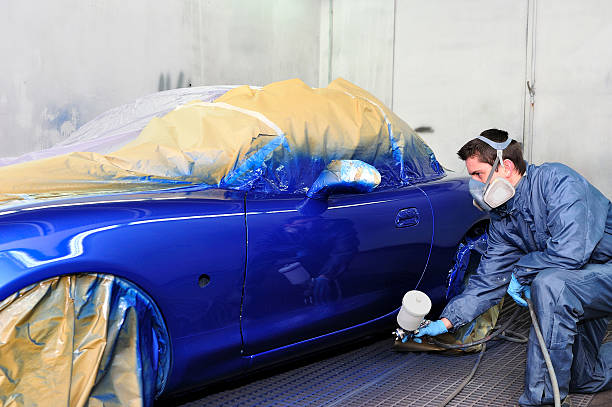 car body side panel blue color repaint